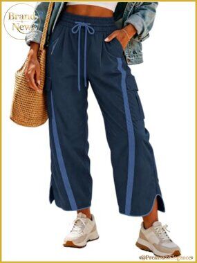 Wide Leg Baggy Stripes Athletic Cut Ankle Y2K Barrel Pants